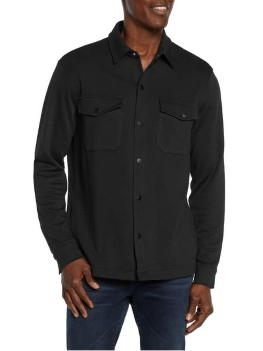 Express Men's Double Knit Pique Shirt Black Button-Front - Size M